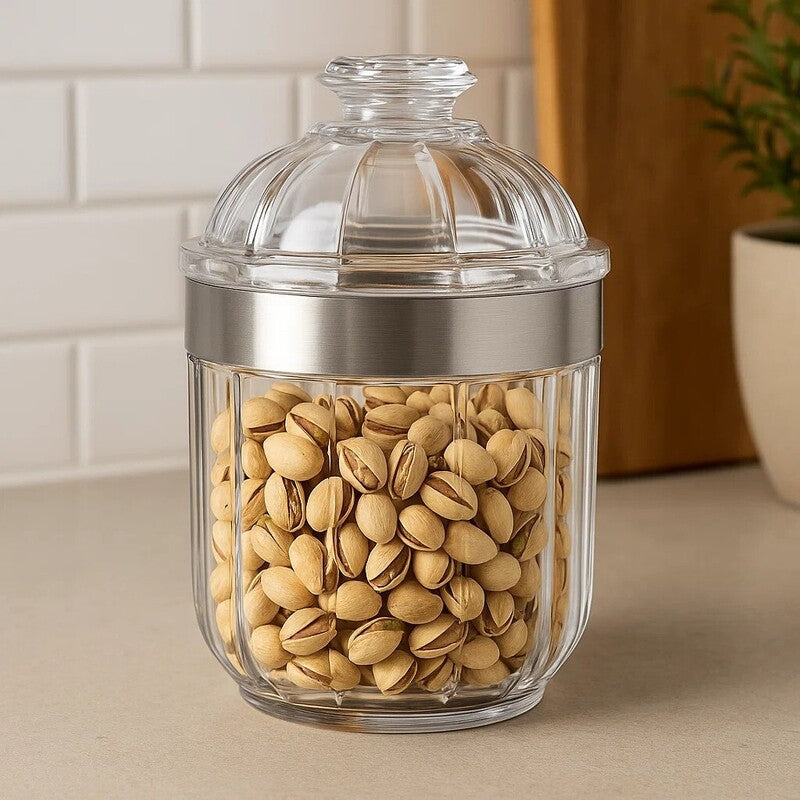 Small Silver Acrylic Storage Jar | Guan
