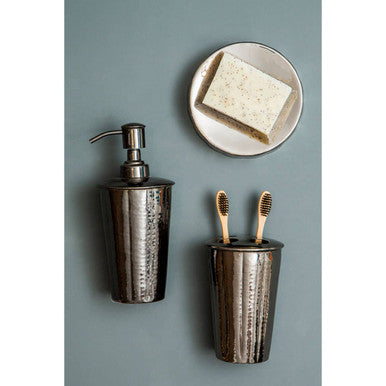 Hammered Black Nickel Finish Toothbrush Holder | Vaco