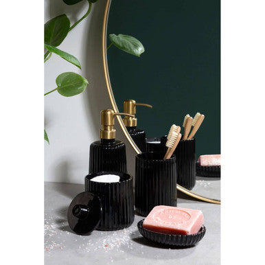 Black Glass Lotion Dispenser | Ticino Brittany