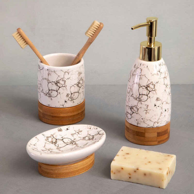 3 Piece Marble Print Bathroom Set | Earth