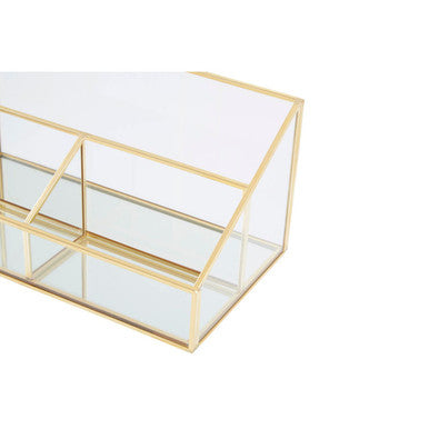 Glass Makeup Organiser with 3 Compartments | Beauty