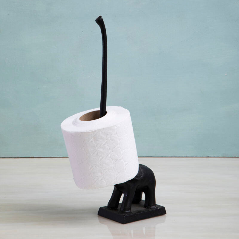 Black Finish Elephant Toilet Roll Holder | Fauna