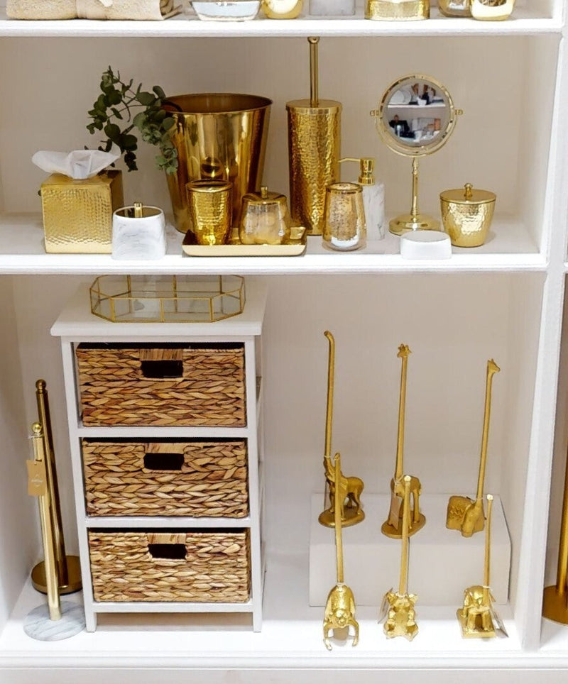 Gold Finish Elephant Toilet Roll Holder with Square Base | Fauna