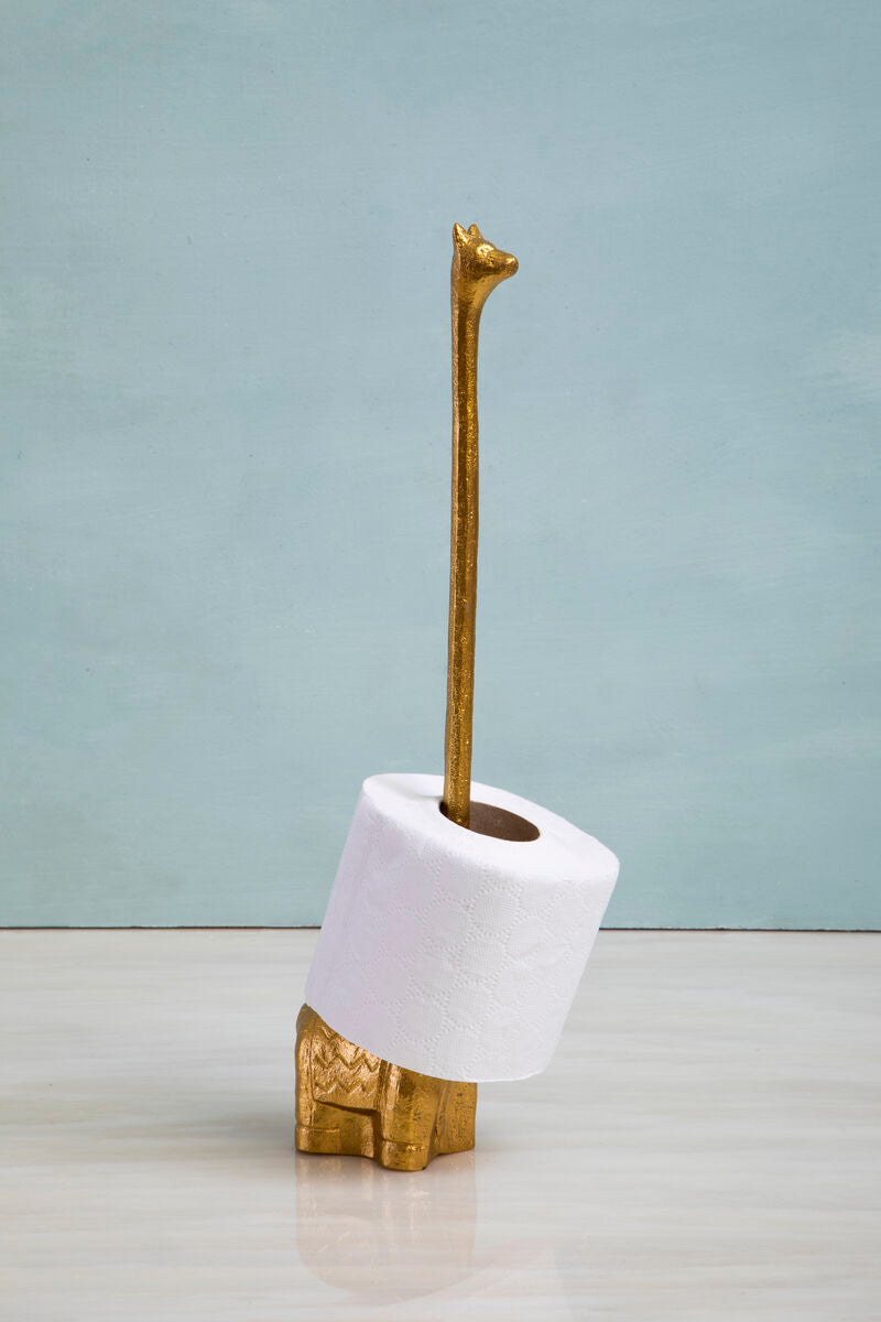 Gold Finish Llama Toilet Roll Holder | Fauna