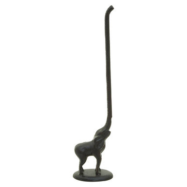 Black Finish Elephant Toilet Roll Holder with Round Base | Fauna