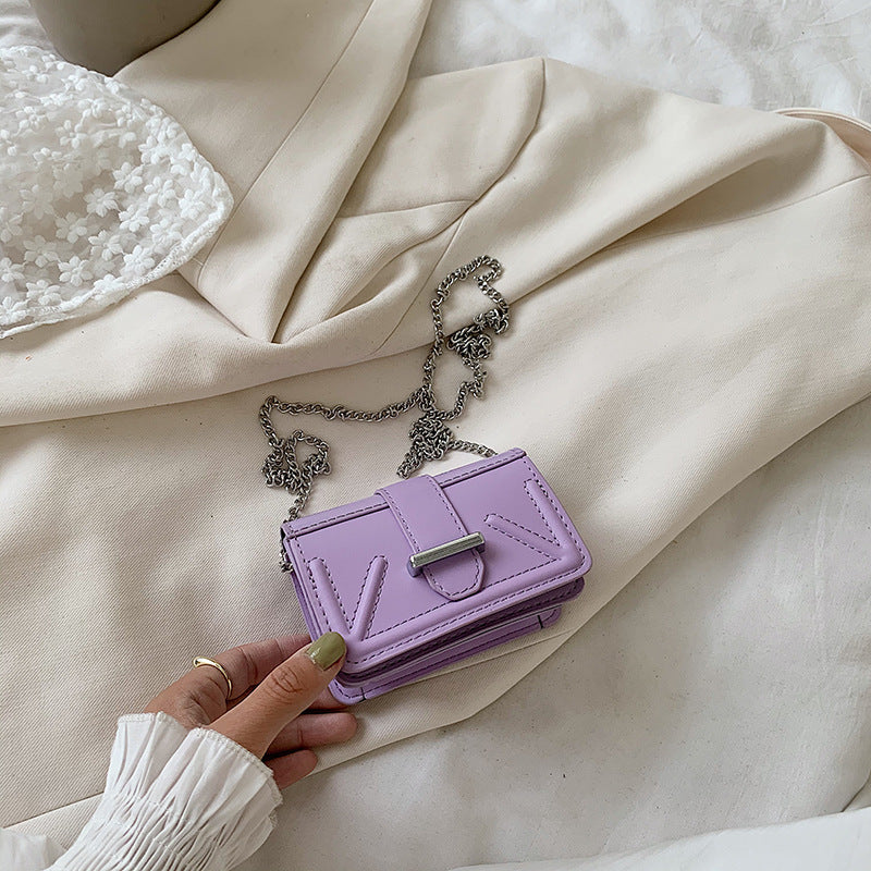 Chain Shoulder Solid Color Small Square Bag