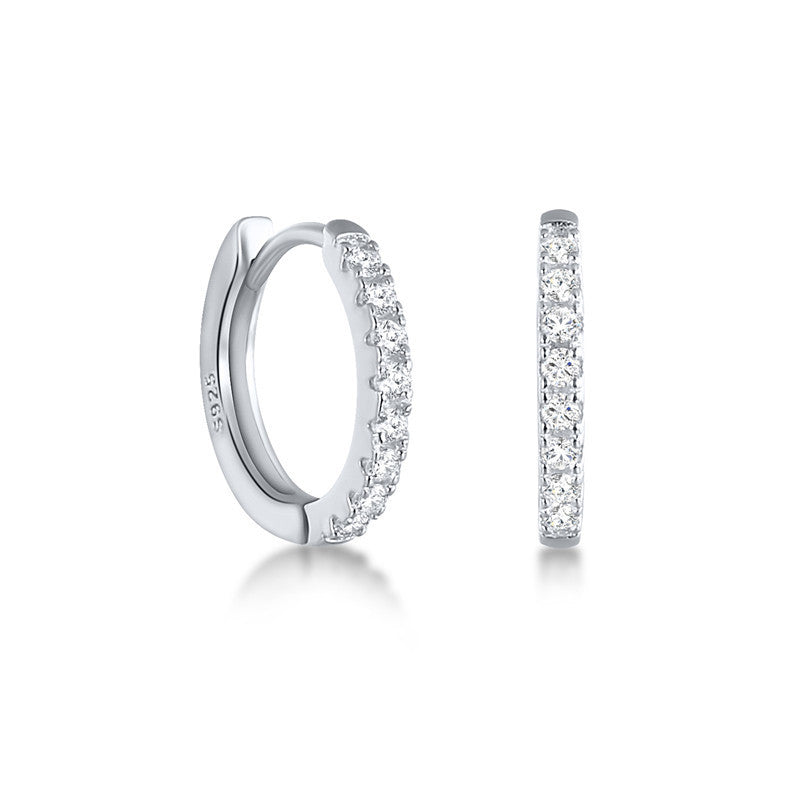 S925 Sterling Silver Geometric Round Micro-Set Earrings