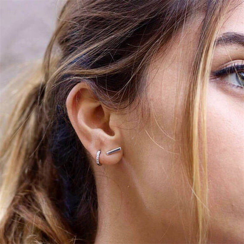 S925 Sterling Silver Geometric Round Micro-Set Earrings
