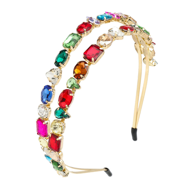 Alloy Rhinestone Headband for Women - Double Row Hair Hoop