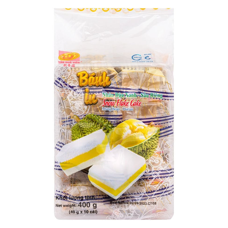 TAN HUE VIEN Snow Flake Cake Mung Bean Durian 400g