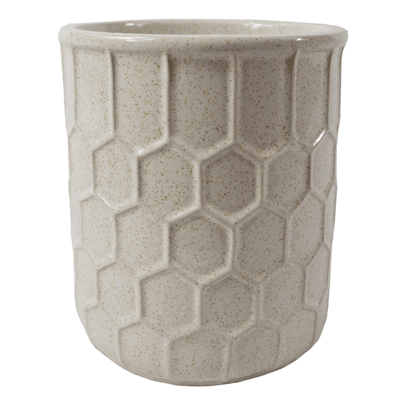 16cm White Honeycomb Ceramic Planter - InStock