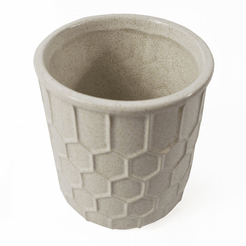 16cm White Honeycomb Ceramic Planter - InStock