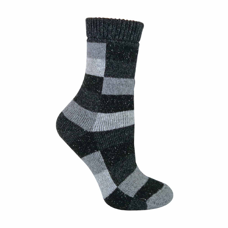 1 Pack Ladies Checkered Patterned Wool Blend Socks