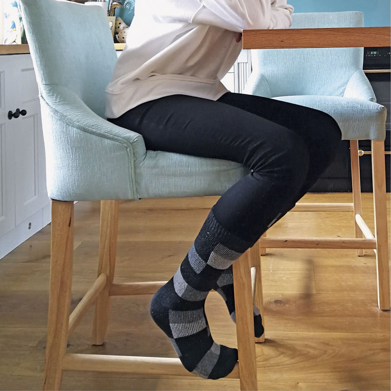 1 Pack Ladies Checkered Patterned Wool Blend Socks