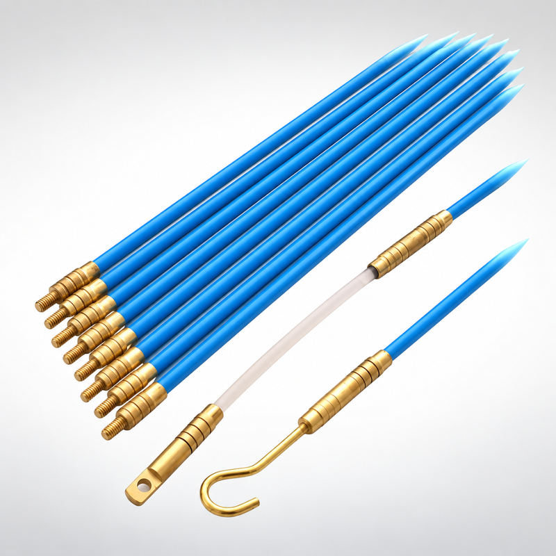 10M Fibreglass Cable Rod Kit 13 Piece Wire Pulling Tool Set
