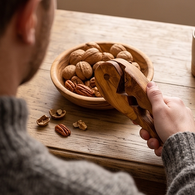 Olive Wood Pliers Nutcracker | Handheld Wooden Lever Manual Walnut Cracker