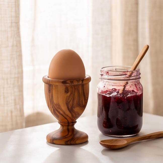Olive Wood Egg Cup | Wooden Soft Boiled Egg Holder Breakfast Serving Stand