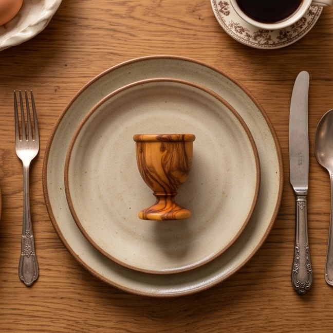 Olive Wood Egg Cup | Wooden Soft Boiled Egg Holder Breakfast Serving Stand