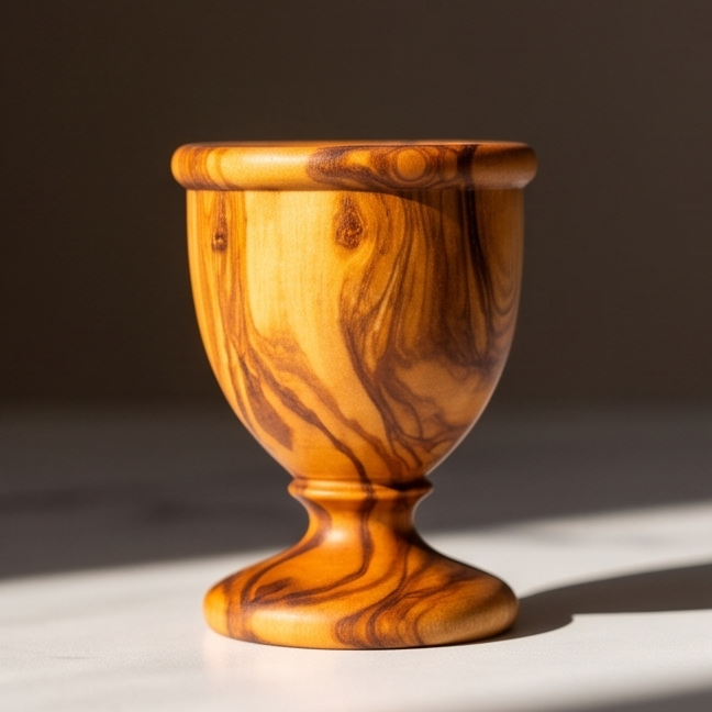 Olive Wood Egg Cup | Wooden Soft Boiled Egg Holder Breakfast Serving Stand