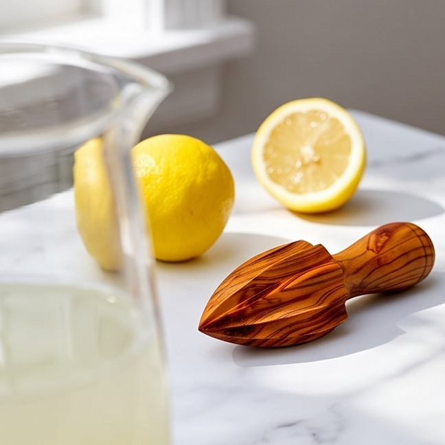 Handcrafted Olive Wood Lemon Squeezer & Citrus Reamer | Wooden Juicer