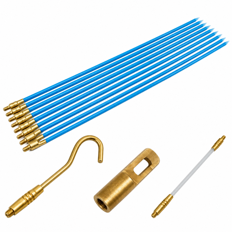 10M Fibreglass Cable Rod Kit 13 Piece Wire Pulling Tool Set