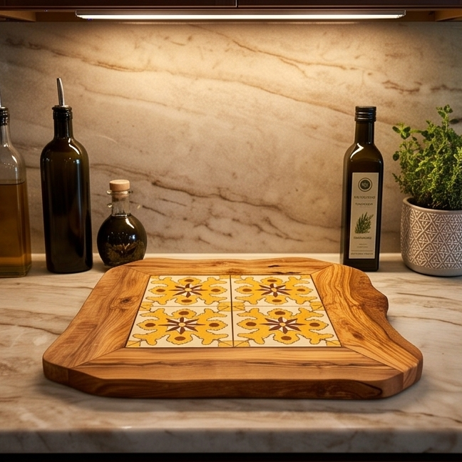 Rustic Olive Wood Ceramic Tray, serving tray, natural, handmade, gift