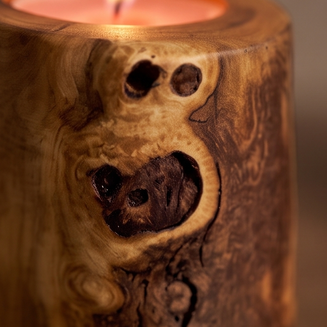 Handcrafted Rustic Olive Wood Log Candle Holder (8cm, 10cm & 12cm) – Rustic Tealight Pillar