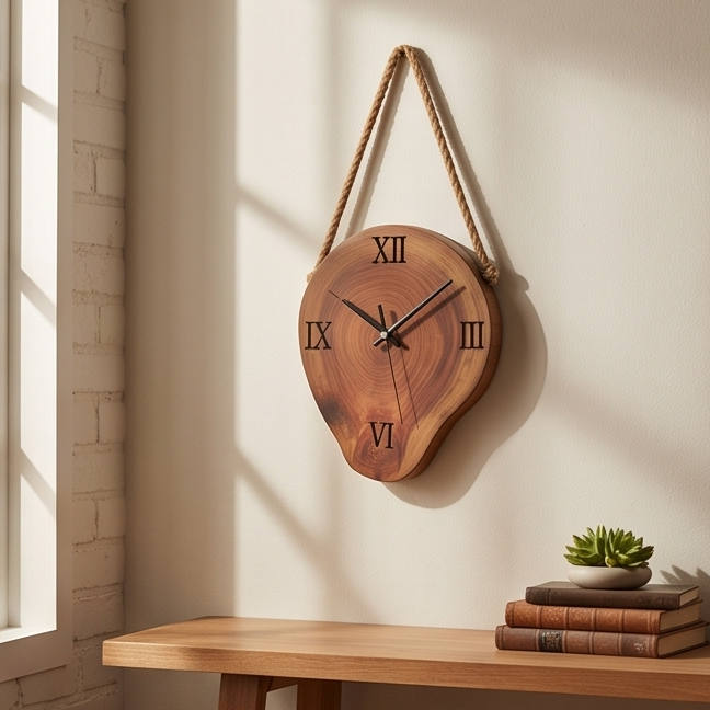 Wall Clock with Hanging Rope | Luxury Rustic Home Decor