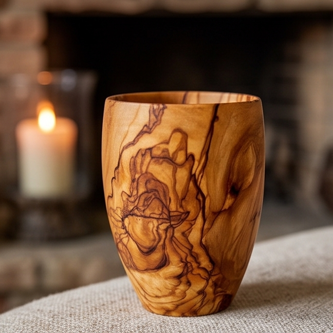 Olive Wood Wooden Drinking Cup  | 384ml