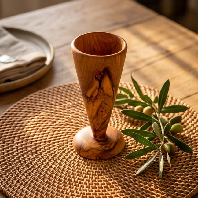 Olive Wood Wooden Cone Shaped Cup