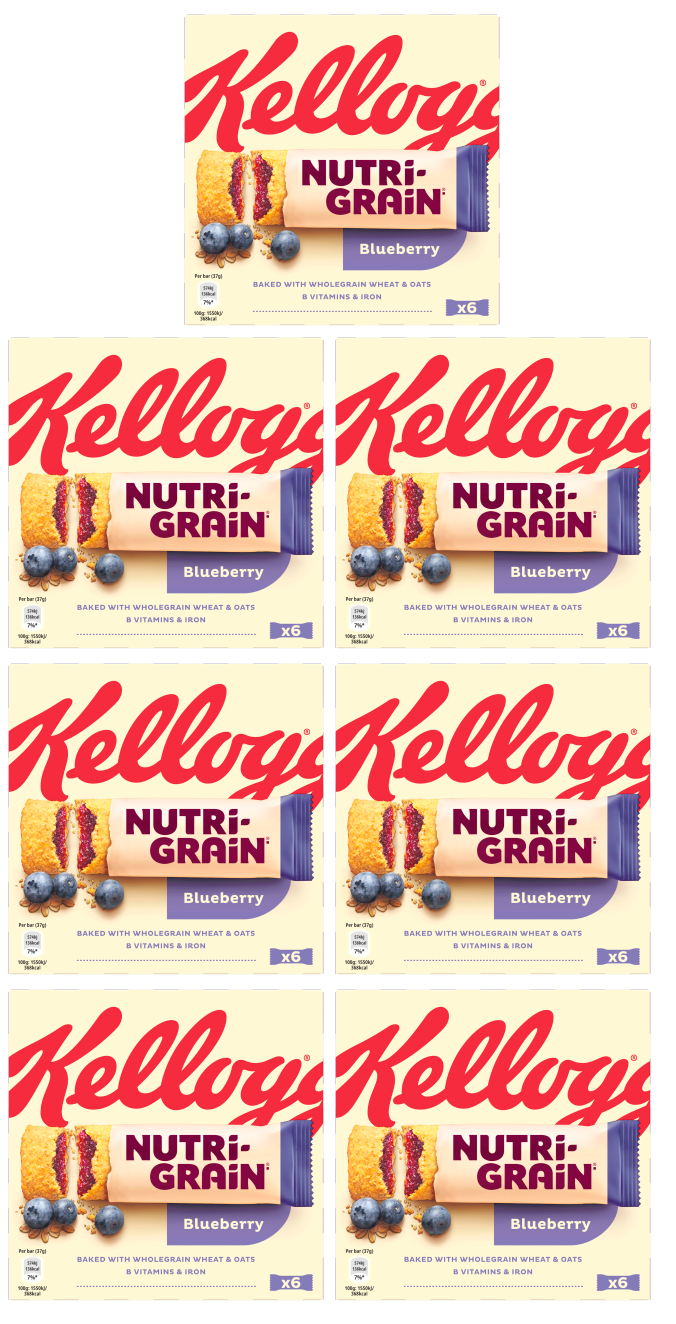 7 X Kellogg's Nutri-grain Blueberry Snack Bars 6X37G