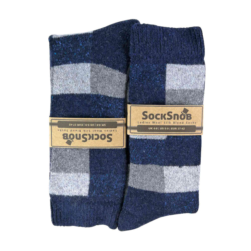 1 Pack Ladies Checkered Patterned Wool Blend Socks