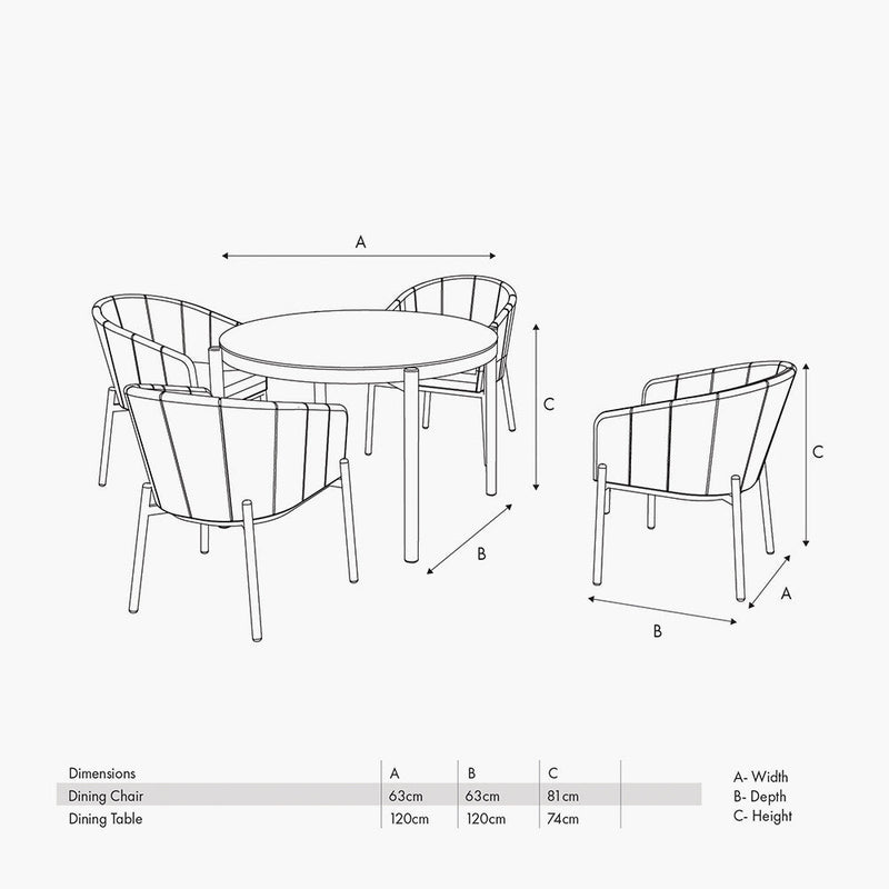 Nevada Putty Outdoor 4 Seater Round Dining Set