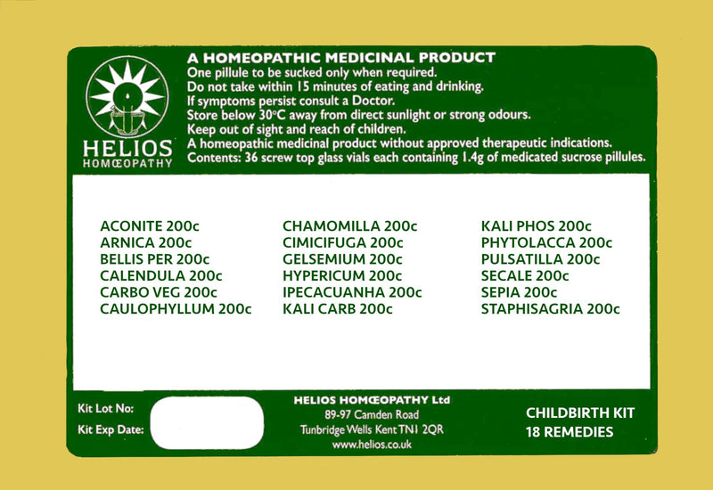 18 Remedy Homeopathic Childbirth Kit - Compact, Economical & Robust