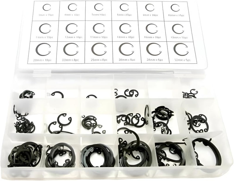 180 Piece Circlip Assortment Kit Internal and External Rings