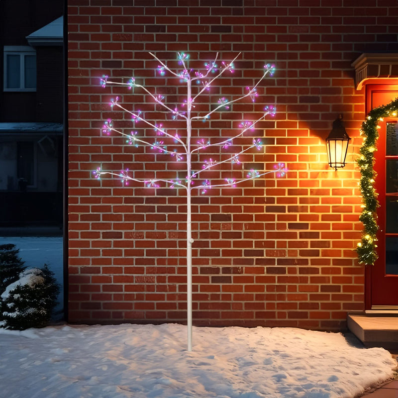 180cm White Christmas Twig Tree with 480 Multicoloured LEDs