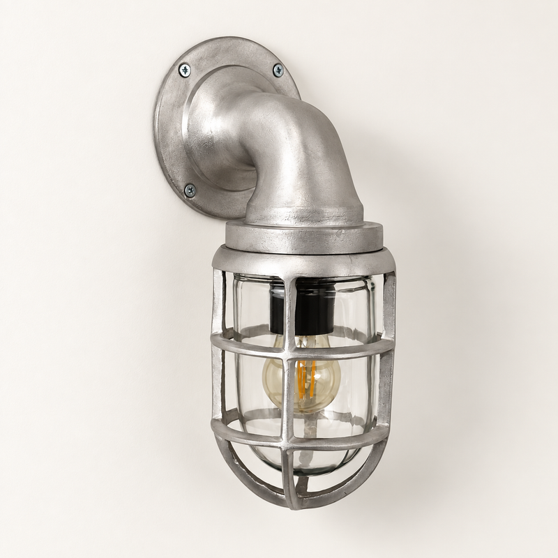 Beachamwell Raw Cast Swan Neck Wall Light - IP65