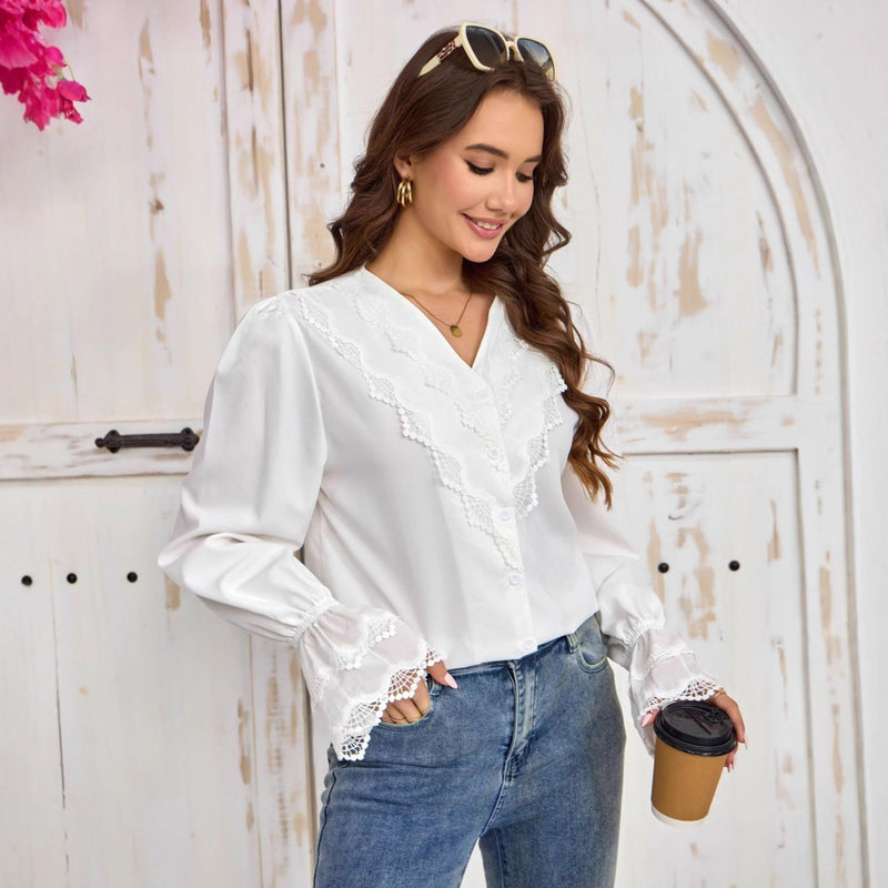 French-style Shirt With Stylish Flared Sleeves