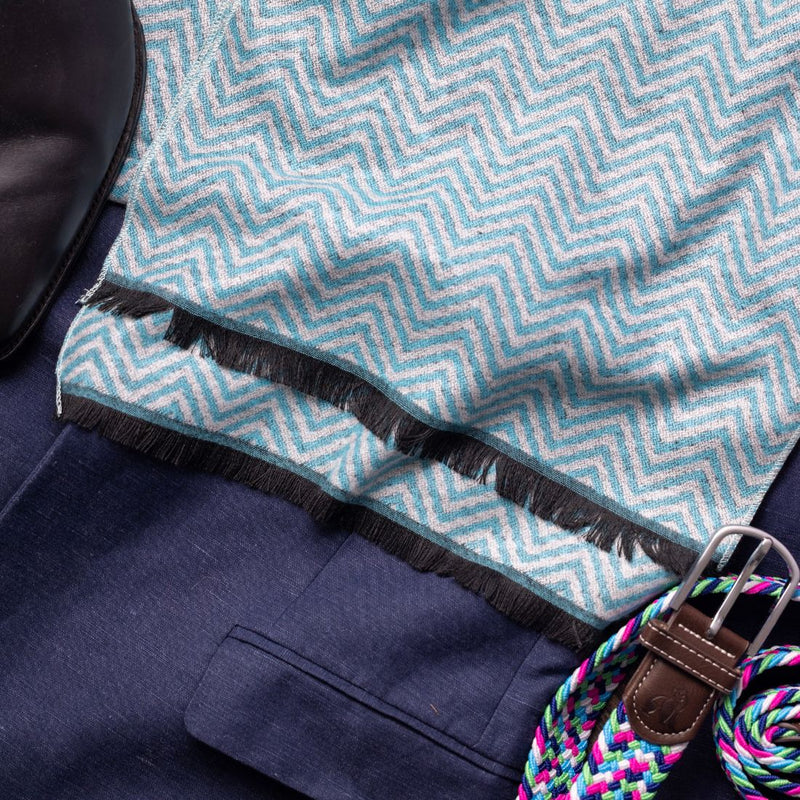 Light Blue Herringbone Bamboo Scarf