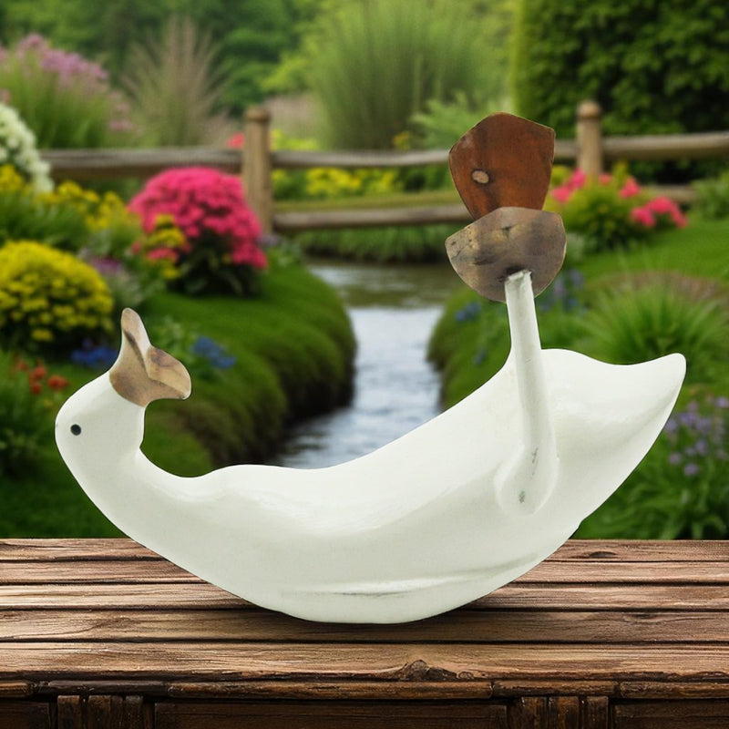 CREAM DUCK WINE BOTTLE HOLDER