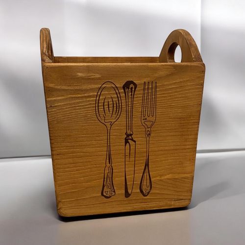 18CM WOODEN CUTLERY BOX 4 COMPARTMENTS - InStock