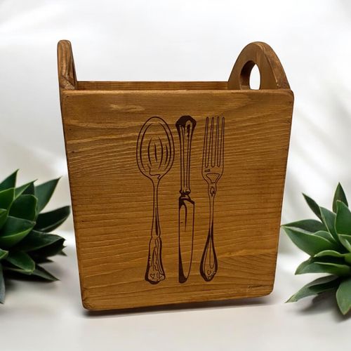 18CM WOODEN CUTLERY BOX 4 COMPARTMENTS - InStock