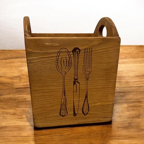 18CM WOODEN CUTLERY BOX 4 COMPARTMENTS - InStock
