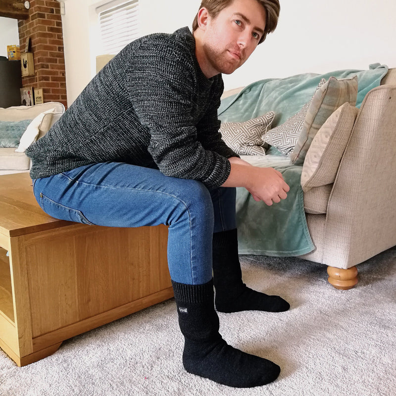 Mens Thick Winter Thermal Socks with Seamless Toe (Multipack Options)