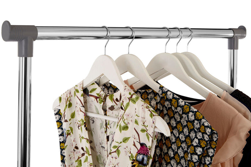 Grey and Chrome Finish Double Clothes Hanging Rail with Wheels | Ralesi