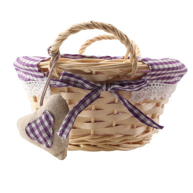 Willow Bread Basket with Purple Gingham Lining | Orla