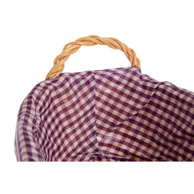 Purple Gingham Lining Oblong Willow Bread Basket | Orla