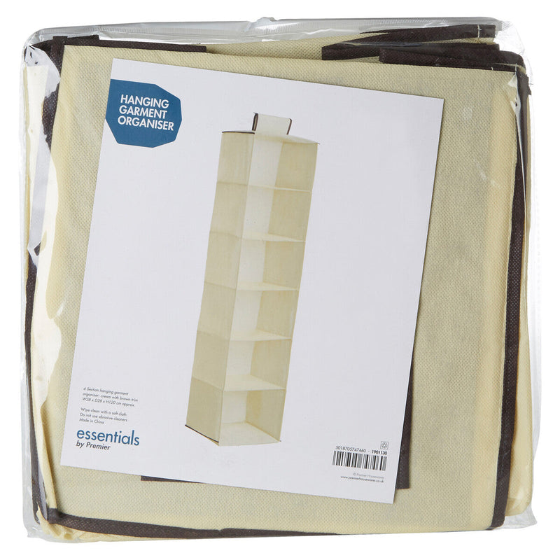 Verti  6 Section Cream Hanging Garment Organiser