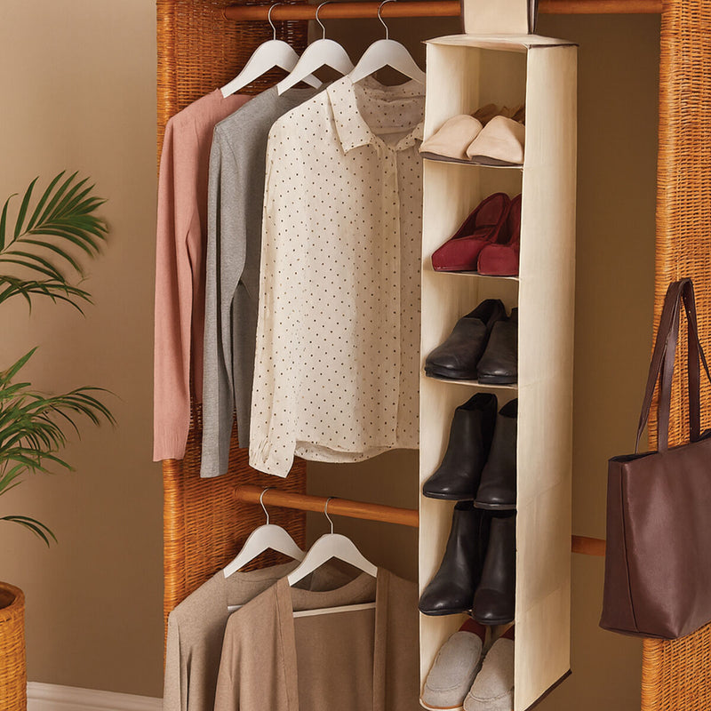 6 Section Cream Hanging Shoe Organiser | Verti