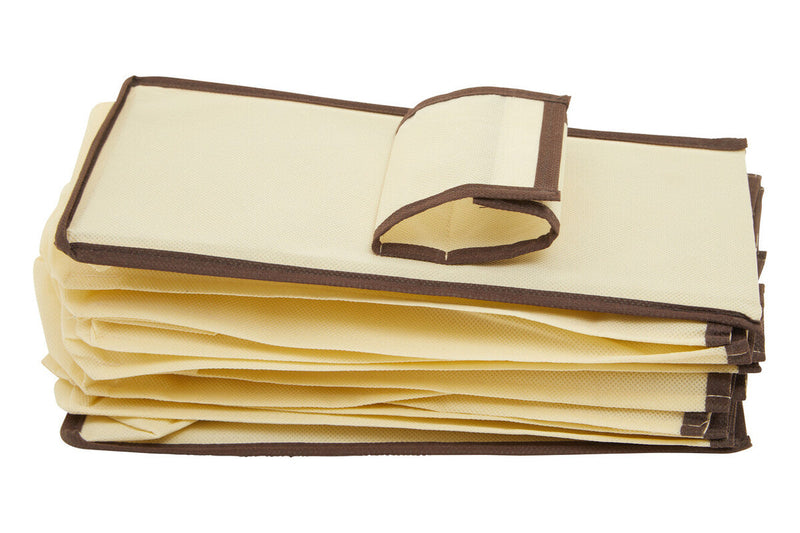 Cream Brown Trim 10 Section Hanging Shoe Organiser | Tavia